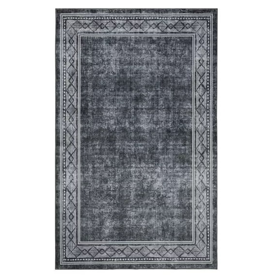 Haperlare Area Rug for Living Room 5x7 Modern Bordered Area Rug Contemporary Geometric Chic Accent Rug Modern Floor Carpet for Bedroom Dining Room, Gray
