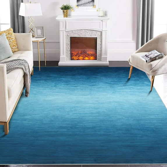 Haperlare Area Rug Ombre Area Rug Non-Slip Carpet Modern Abstract Washable Area Rug, 8' x 10' Gradient Blue
