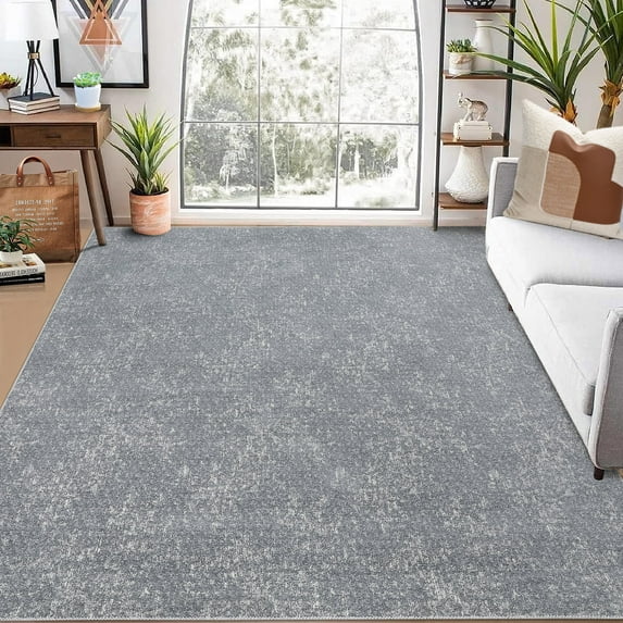 Haperlare Area Rug Solid Contemporary Rug Washable Rug Thin Living Room Rug Indoor Carpet Soft Low Pile Rug Reversible Bedroom Rug, 5' x 7' Gray