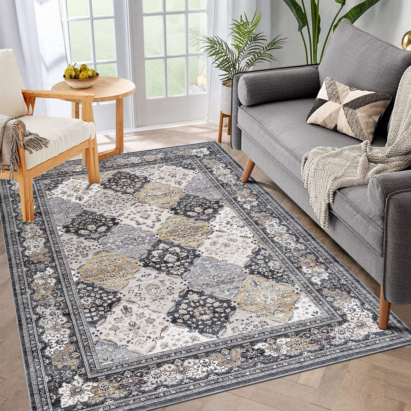 Haperlare Area Rug Washable Rug Vintage Rug Floral Floor Cover Print ...