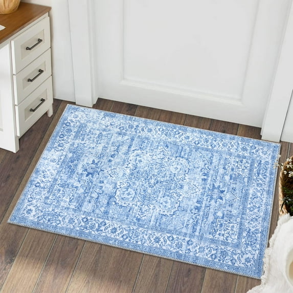 Haperlare Area Rugs Boho Rugs for Living Room Bedroom Stain-Resistant Carpet Traditional Rugs with Non Slip Backing, 2' x 3' Blue