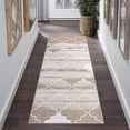 thumbnail image 1 of Haperlare Area Rugs Moroccan Blue Rug Low Pile Area Rug Distressed Non Slip Floor Mat, 2' x 6' Brown, 1 of 7