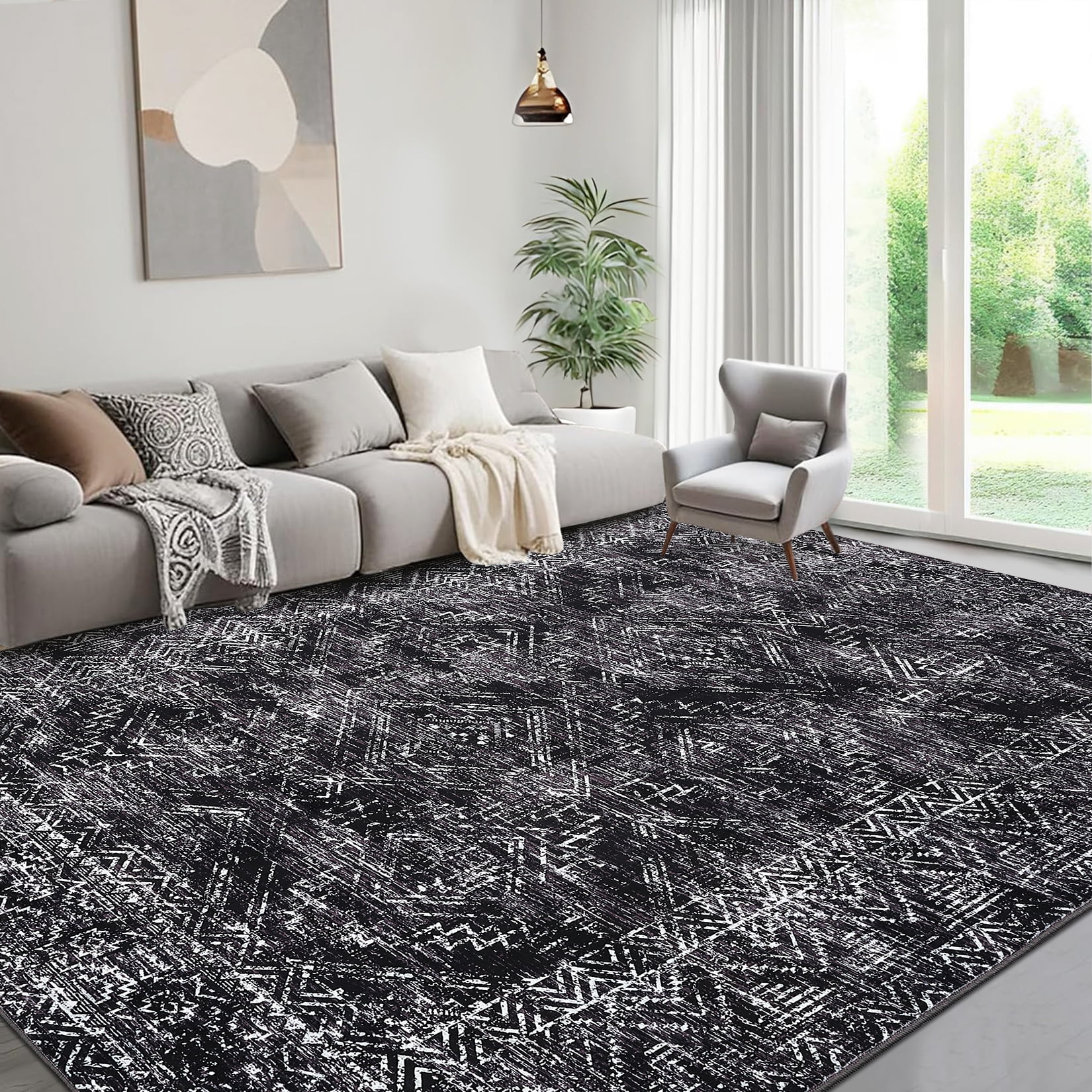 Haperlare Area Rugs for Bedroom Modern Distressed Washable Non Shedding ...