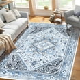 thumbnail image 1 of Haperlare Bohemian Washable Area Rug 4 x 6 Floral Rug Oriental Rug Medallion Rugs Vintage Living Room Rug Non-Slip, Blue, 1 of 5