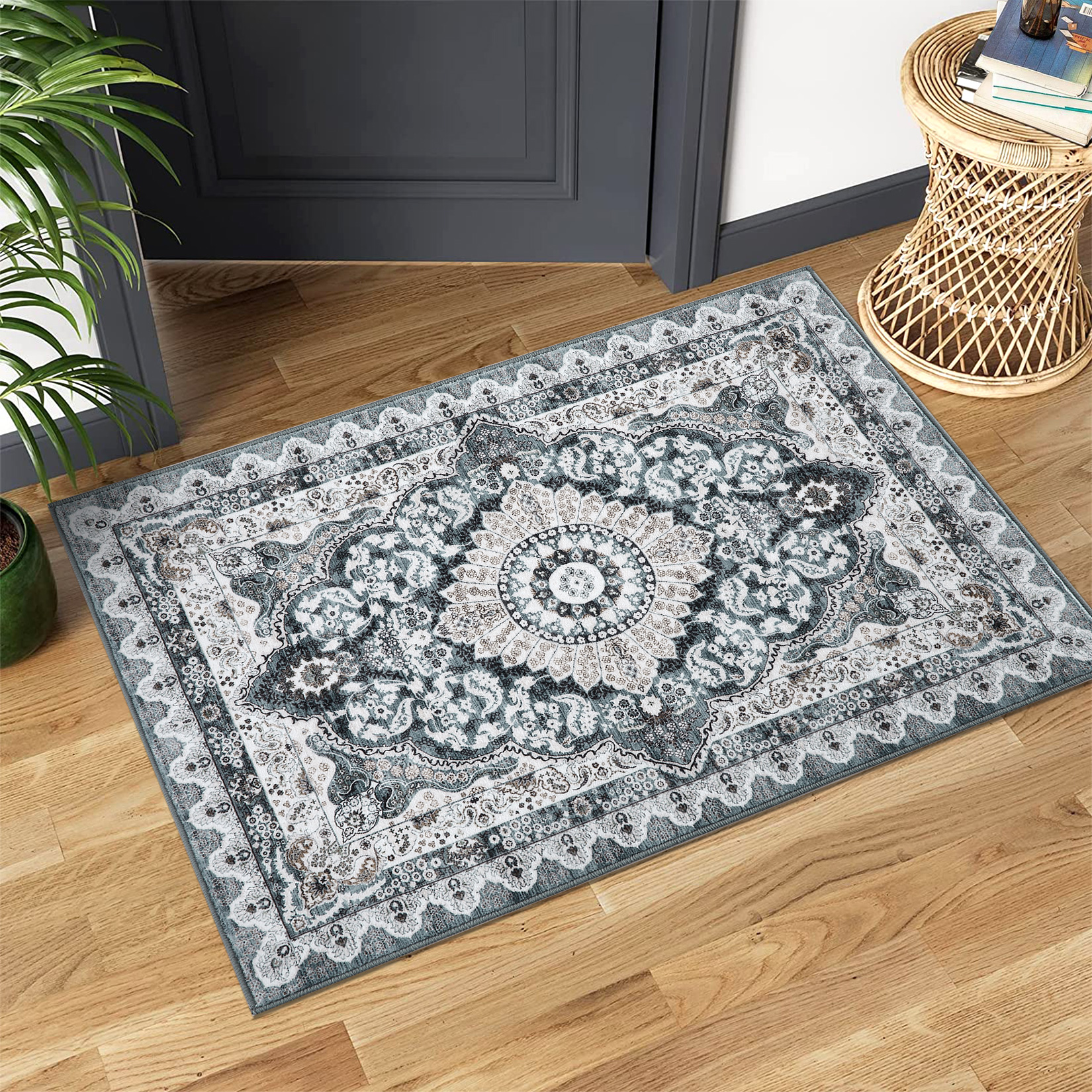 Haperlare Boho Entryway Rugs Washable NonSlip Area Rug Stain Resistant