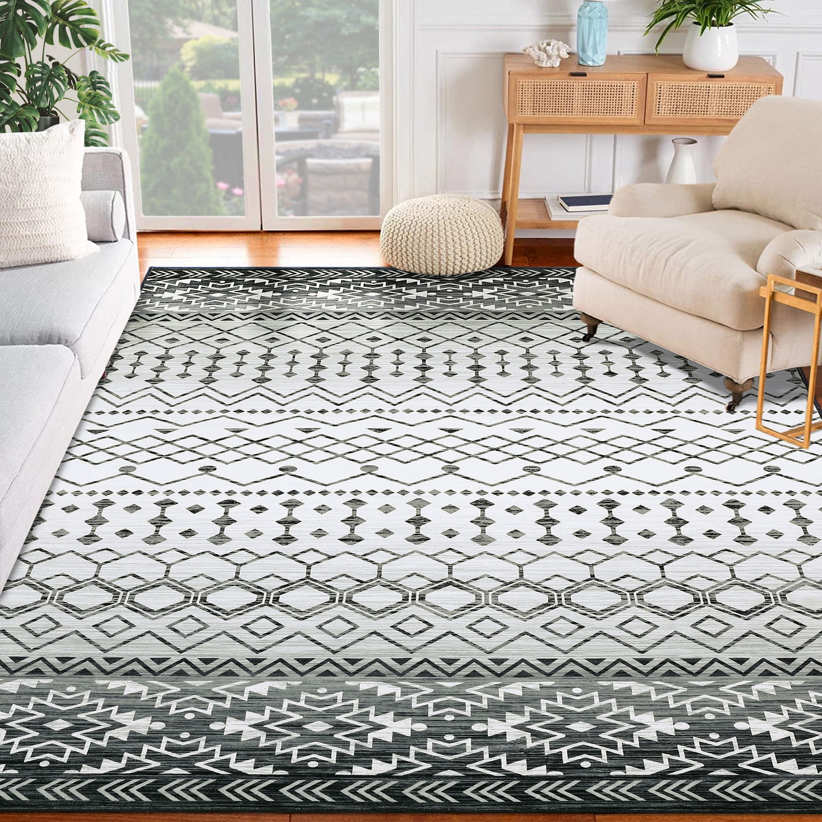 Haperlare Boho Moroccan Area Rug Washable Moroccan Throw Rug Bedroom ...
