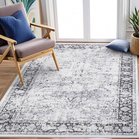 Haperlare Boho Tribal Distressed Area Rugs 10'x13' Large Grey Washable Non Shedding Carpet for Living Room Home Office