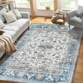 thumbnail image 1 of Haperlare Boho Washable Area Rug 8 x 10 Large Rug Vintage Carpet Floral Area Rug Non-Slip Rug Stain Resistant Boho Floral Carpet, Blue Beige, 1 of 5