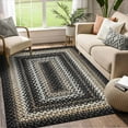 thumbnail image 1 of Haperlare Braided Print Boho Rug Living Room Area Rug Modern Geometric Area Rug Washable Rug Farmhouse Floor Carpet, 3' x 5' Black, 1 of 5