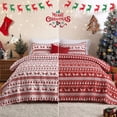 thumbnail image 1 of Haperlare Christmas Quilt Set Queen Size Boho Bedspread Coverlet Sets with Christmas Tree Reindeer Snowflakes Reversible Pattern for All Season, Red/White, 1 of 9