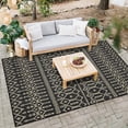 thumbnail image 1 of Haperlare Easy Cleaning Boho Area Rug 7'10" x 10'2" Textured Weave Indoor/Outdoor Black Rug for Porch, 1 of 7