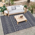 thumbnail image 1 of Haperlare Easy Cleaning Boho Area Rug 7'10" x 10'2" Textured Weave Indoor/Outdoor Navy Rug for Porch, 1 of 6