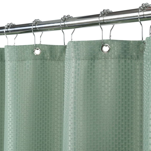 Haperlare Fabric Shower Curtain 96 inch Height Waffle Weave Heavyweight Water Resistant Washable Decorative Bathroom Shower Curtain, Sage Green, 1 Set