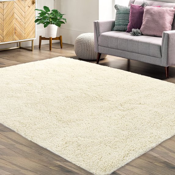 Haperlare Fuzzy Shaggy Rug 4' x 6' Fluffy Indoor Area Rug Luxury Shag Carpets Home Decor Rugs for Bedrooms Living Room Kids Room, Beige