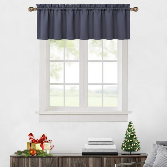 Haperlare Gray Blackout Valance Curtains for Kitchen, Thermal Insulated Light Blocking Farmhouse Bathroom Window Valances, 52x15 inch, 1 Panel