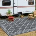 thumbnail image 1 of Haperlare Gray Moroccan Outdoor Area Rug 5x8 ft Waterproof Reversible Plastic Mat for Camping RV Picnic, 1 of 6