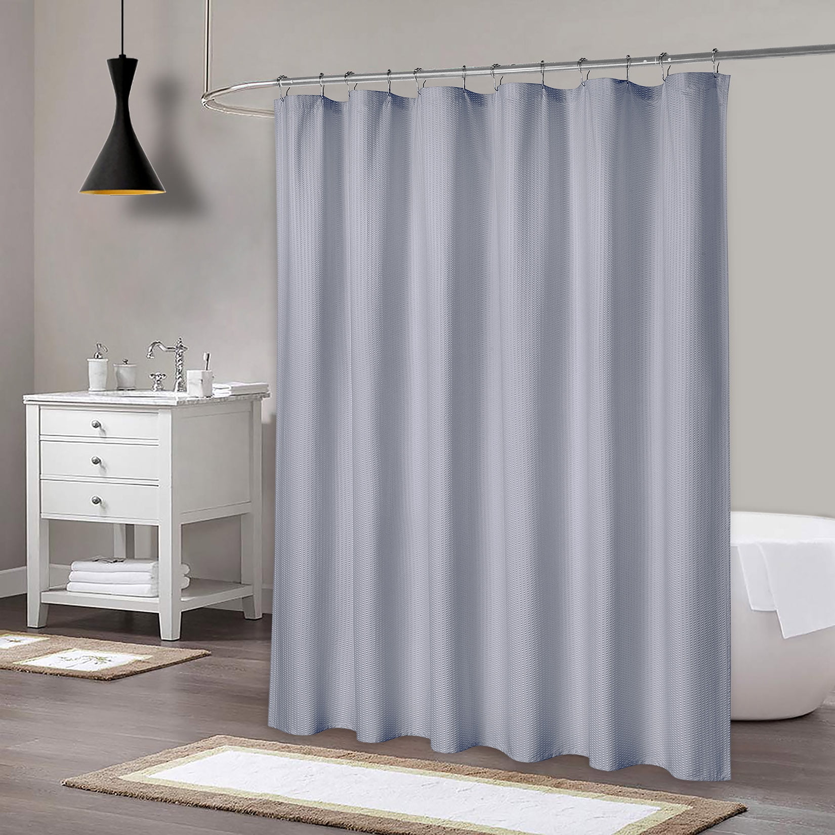 Haperlare Gray Shower Curtain 72 inches Long Fabric Shower Curtains Solid Water Repellent Shower Curtain or Liner for Bathroom, 1 Set