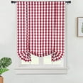 thumbnail image 1 of Haperlare Kitchen Curtain 42"W x 63"L Buffalo Check Adjustable Tie Up Curtain Farmhouse Rod Pocket Window Curtain for Living Room, Red, 1 Set, 1 of 6