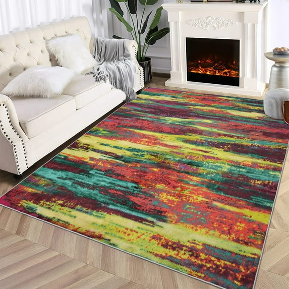 Haperlare Large Living Room Rug Boho Chic Rug Modern Abstract Rug Indoor Contemporary Area Rugs Throw Carpet for Bedroom Nursery, 8' x 10' Mixed Color
