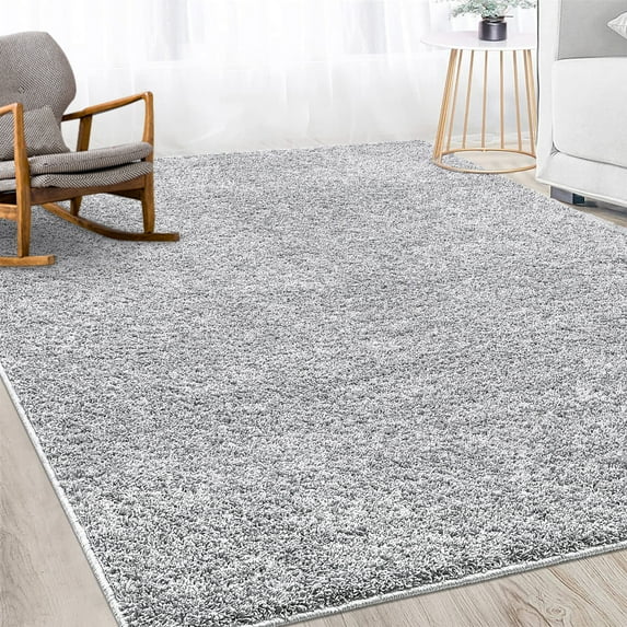 Haperlare Large Shag Area Rug, 9' x 12' Luxury Soft Shaggy Rug, Plush Fluffy Indoor Floor Carpet for Bedroom, Silver