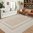 thumbnail image 1 of Haperlare Machine Washable Bordered Bedroom Rug Modern Rug Ultra-Thin Low Pile Accent Rug Non Slip Carpet for Living Room Dining Room Home Office, 5' x 7' Brown, 1 of 7