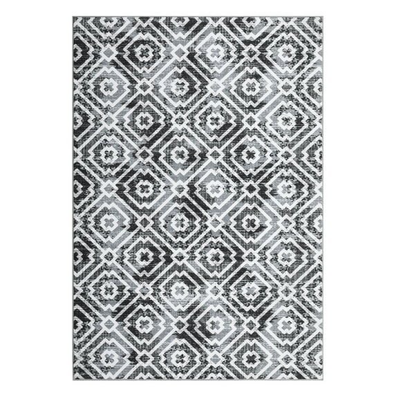 Haperlare Machine Washable Rug 8 x 10 Moroccan Boho Area Rugs with Non Slip Rugs for Living Room Bedroom Modern Rug Carpet Stain-Resistant, Gray