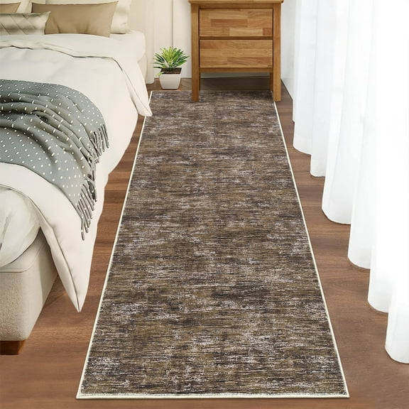 Haperlare Machine Washable Runner Rugs for Hallway Modern Non Slip Low Pile Laundry Entryway Runner Rug,Brown Rugs,2'x6'