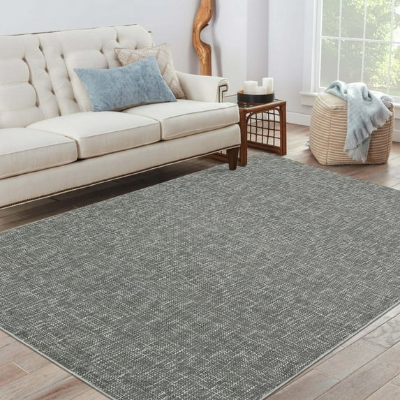 Haperlare Modern Abstract Area Rugs for Living Room Machine Washable Ultra-Thin Rugs for Bedroom,8'x10' Solid Grey Carpet
