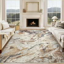 Haperlare Modern Abstract Area Rugs for Living Room Washable Low Pile Soft Bathroom Rugs Brown Rugs for Bedroom,8'x10'