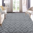 thumbnail image 1 of Haperlare Modern Area Rug 5 x 8 Geometric Lattice Plush Rug Bohemian Living Room Rug Non-Slip Nursery Rug for Bedroom Dining Room Office, Dark Gray, 1 of 5