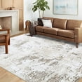 thumbnail image 1 of Haperlare Modern Area Rug Abstract Rug Chenille Indoor Carpet Contemporary Distressed Floor Cover for Living Room Bedroom, 5' x 7' Brown, 1 of 6