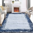 thumbnail image 1 of Haperlare Modern Bordered Area Rug Non-Slip Washable Rug Distressed Print Accent Rug Contemporary Throw Carpet, 5' x 7' Navy Blue, 1 of 7