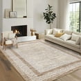 thumbnail image 1 of Haperlare Modern Bordered Distressed Rugs for Bedroom Washable Ultra-Thin Area Rugs Home Office Indoor Floor Brown Rugs,5'x7', 1 of 7