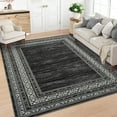 thumbnail image 1 of Haperlare Modern Bordered Print Area Rugs for Living Room,Machine Washable Non Shedding Rugs for Home Office,10'x13' Black Carpet, 1 of 7