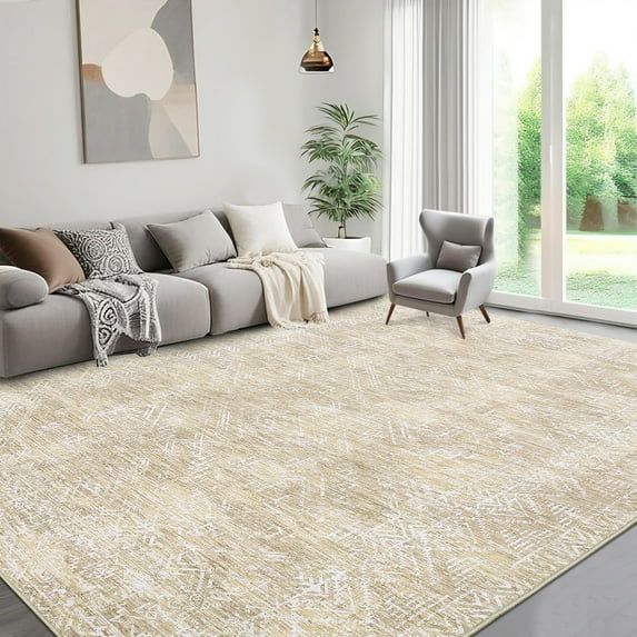 Haperlare Modern Geometric Area Rugs for Living Room Machine Washable Ultra-Thin Soft Bedroom Rugs Beige Big Carpet,10'x13'