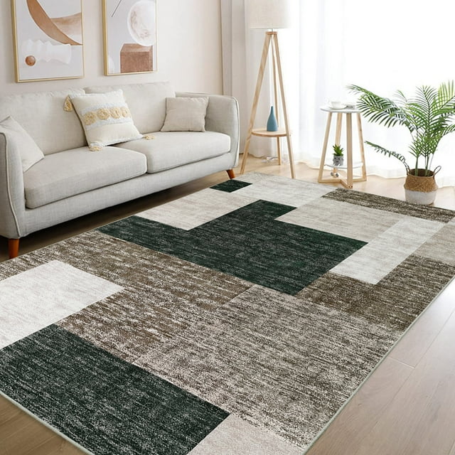 Haperlare Modern Machine Washable Area Rug Low-Pile Non-Slip Stain Resistant Area Rug Contemporary Rug for Living Room, 8' x 10' Brown
