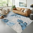 thumbnail image 1 of Haperlare Modern Rugs Machine Washable Tropical Plants Area Rugs for Kitchen Dining Room Stain-Resistant Blue Leaf Area Rug,5'x7', 1 of 7