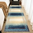 thumbnail image 1 of Haperlare Modern Washable Runner Rug for Living Room Boho Bordered Ombre Rug Modern Rug Soft Bedroom Decor No Shedding Non Slip Carpet, 2' x 6' Blue, 1 of 7