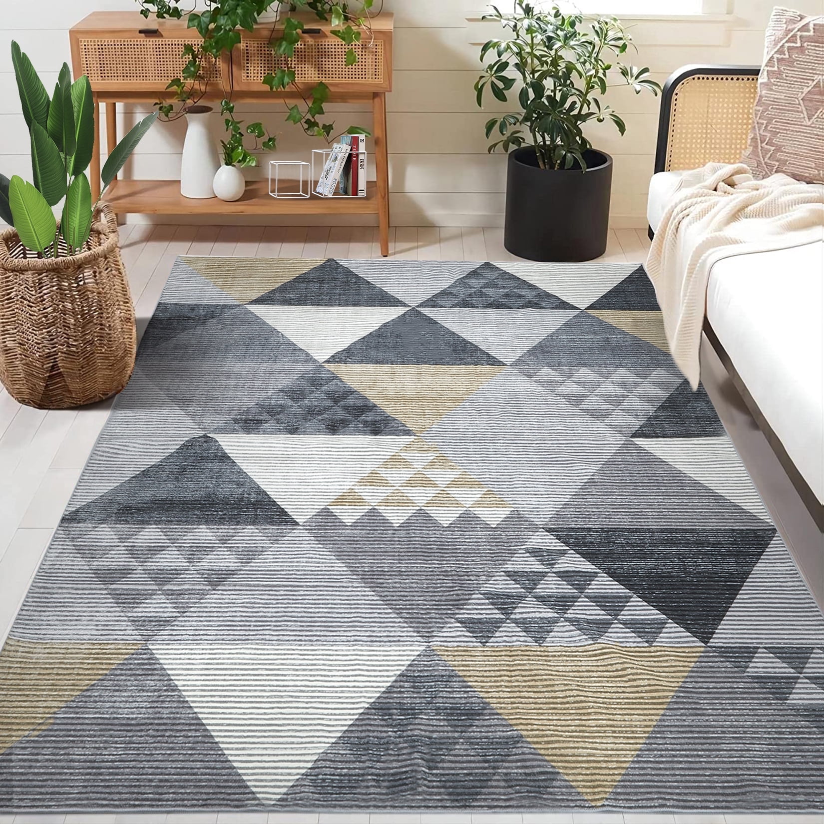 Haperlare Moroccan Area Rugs Triangle Geometric Indoor Rug 4 x 6 ...