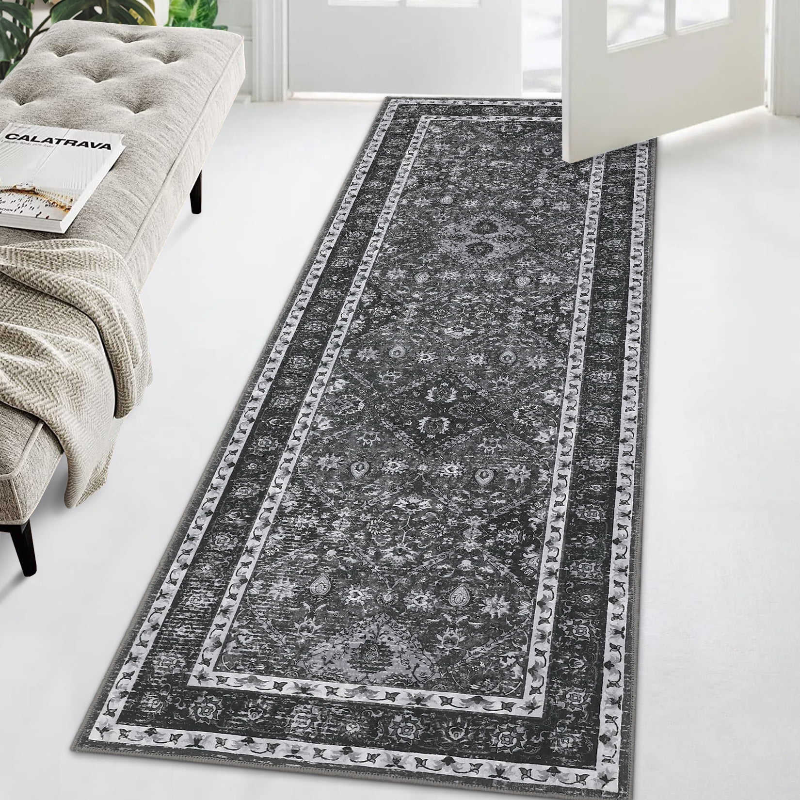 Haperlare Moroccan Floral Machine Washable Runner Rugs for Hallway ...