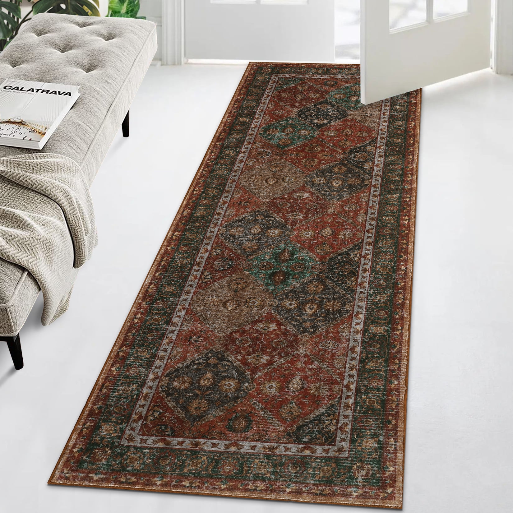 Haperlare Moroccan Floral Machine Washable Runner Rugs for Hallway ...