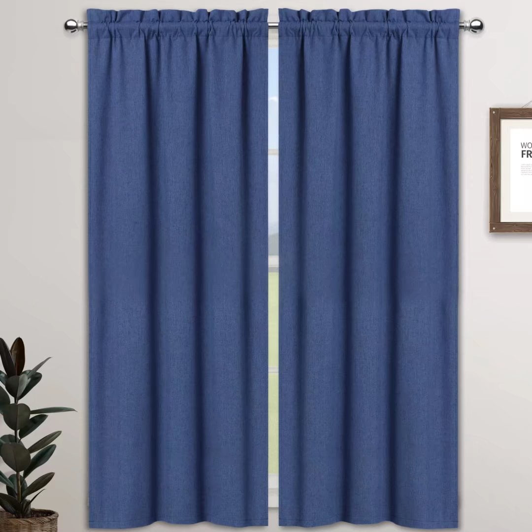Haperlare Navy Blue Kitchen Curtains 45 inch Long Blackout Thermal