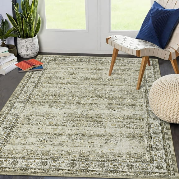 Haperlare Oriental Area Rugs for Living Room 10'x13' Washable Rugs for Bedroom Large Non Shedding Floral Camel Home Office Carpet