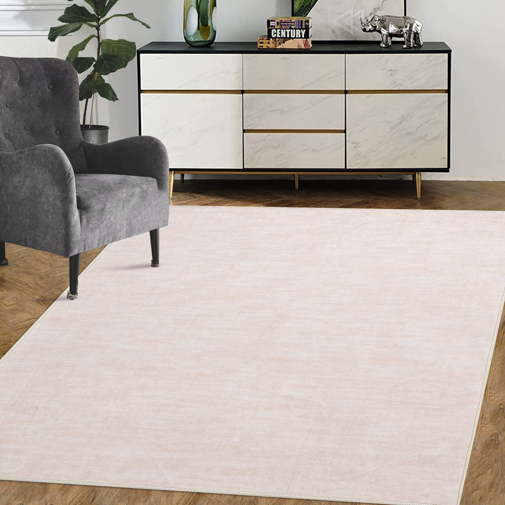 Haperlare Rugs Solid Machine Washable Area Rug NonSlip Low Pile Modern Area Rug Contemporary