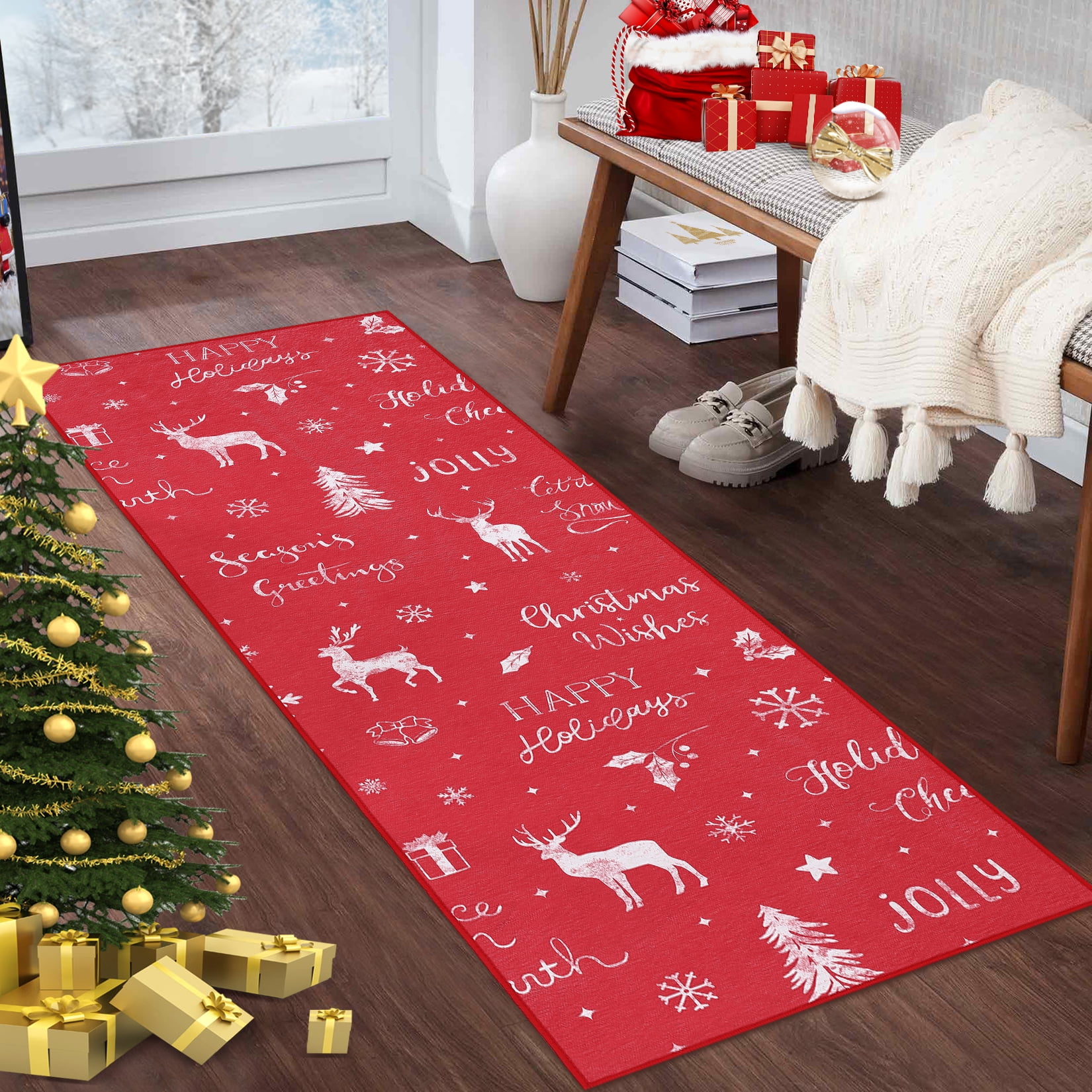 Haperlare Runner Rug Christmas 2' x 6' Washable Rugs Hallway Carpet