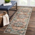thumbnail image 1 of Haperlare Runner Rug Vintage Distressed Machine Washable Area Rug for Living Room Bedroom Traditional Medallion Floral Non Slip Stain Resistant Accent Rug, 2' x 6' Green Brown, 1 of 7