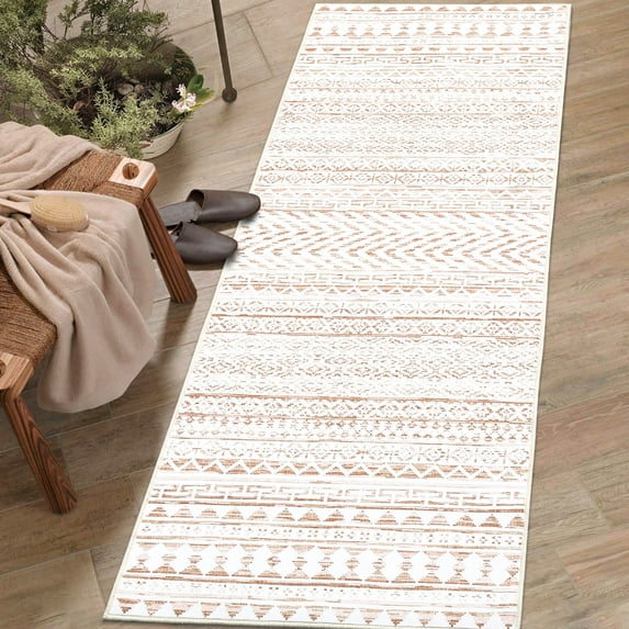 Haperlare Runner Rugs Washable Oriental Geometric Rug Runner Rugs for Hallway Entryway Ethnic Laundry Soft Runner Rug,Beige,2'x6'
