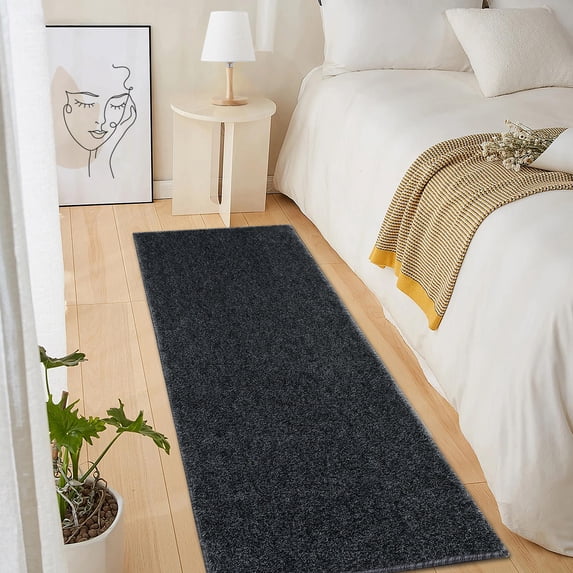 Haperlare Shag Runner Rug Shag Collection Thick Area Rug for Living Room Bedroom Dining Room Non Shedding Non Slip Shaggy Carpet, 2' x 8' Black