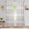 thumbnail image 1 of Haperlare Sheer Curtains for Living Room 52"W x 95"L Striped Farmhouse Light Filtering Window Curtain for Bedroom, Pink, 2 Panels, 1 of 6