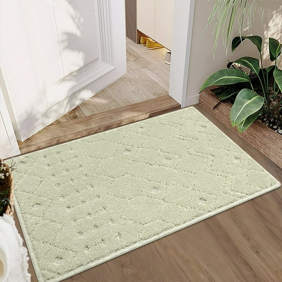 Haperlare Solid Small Mat Bedroom Livingroom Rug Non-Slip Modern Abstract Area Rug Stain Resistant Indoor Throw Floor Carpet Boho Tribal Rug, 2' x 3' Beige